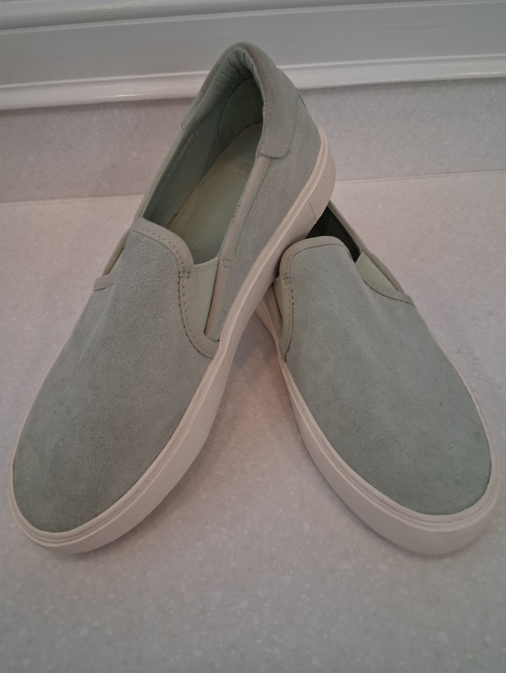 UGG Slip-On Sneakers in Sage Green and White Rubber Sole